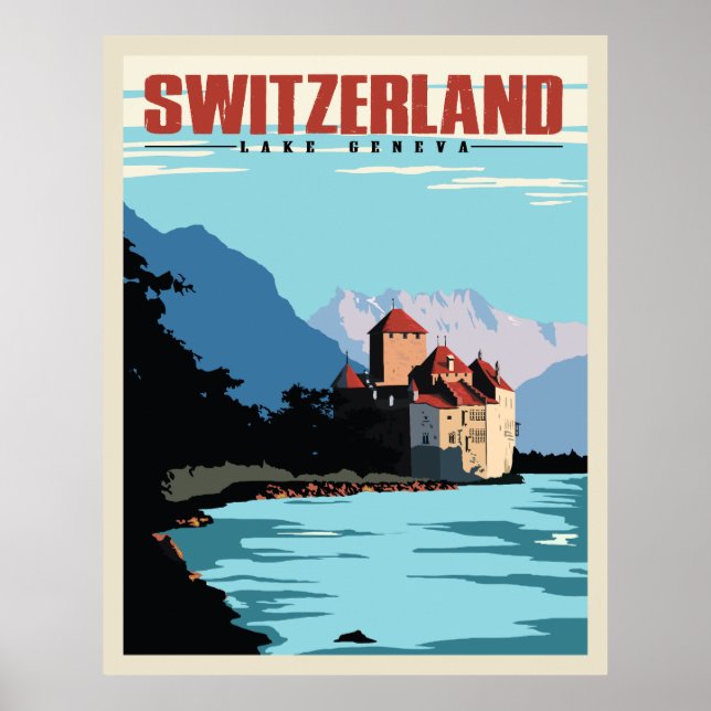 Poster - Schweiz Sjö Genève (Framsidan)
