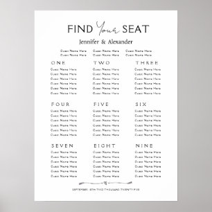 Poster sittplatsplan 9 bord Bröllop