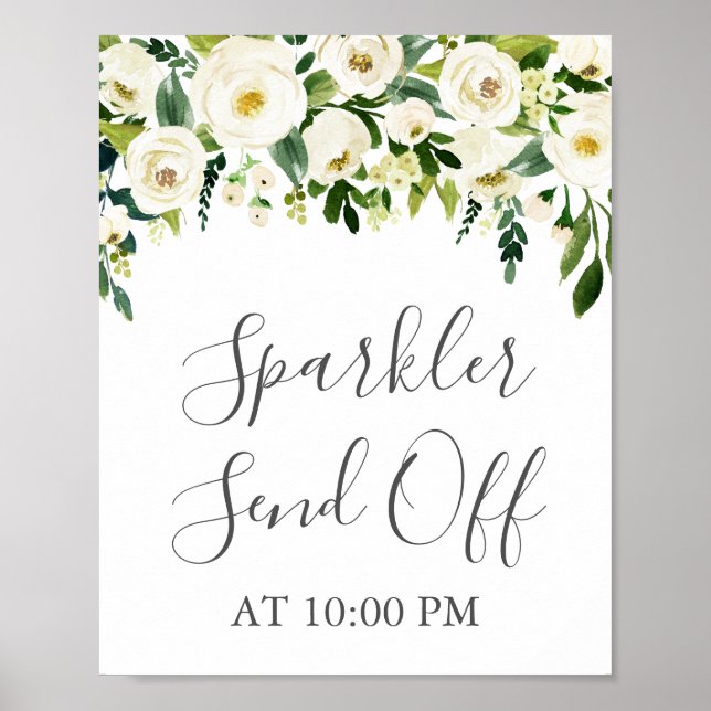 Poster Skicka av signatur för Vita blommiga Grönta (Framsidan)