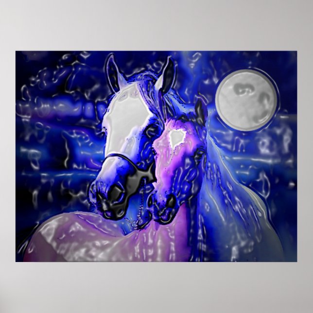 Poster Skriv ut - Abstrakt Horses Art (Framsidan)