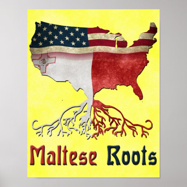 Poster Skriv ut amerikanska maltesiska rötter (Framsidan)