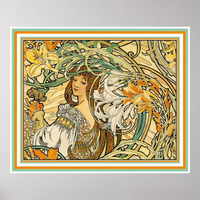Poster/skriv ut: Art nouveau - Blommor Poster (Framsidan)