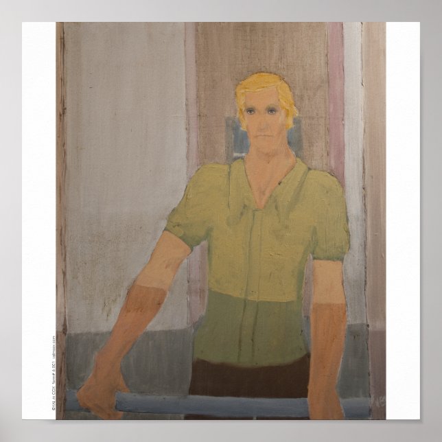 Poster/skriv ut: "Blond Man Grönt Shirt" Poster (Framsidan)