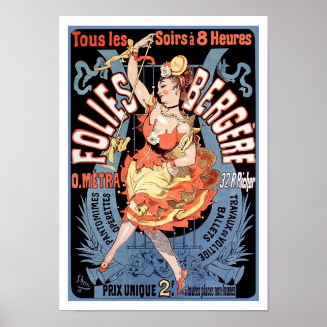 Poster/skriv ut: Folies Bergere - Cheret Poster (Framsidan)