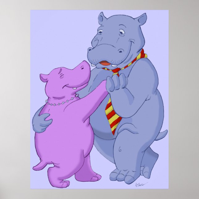 Poster Skriv ut genom att dansa Hippo Tango (Framsidan)