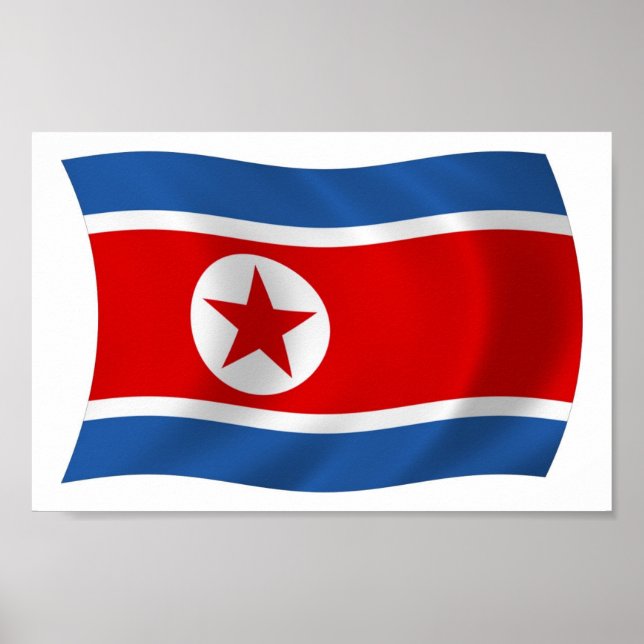 Poster Skriv ut i Nordkorea Flagga (Framsidan)