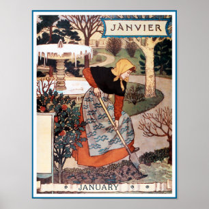 Poster/skriv ut: Månad i januari - Janvier Poster