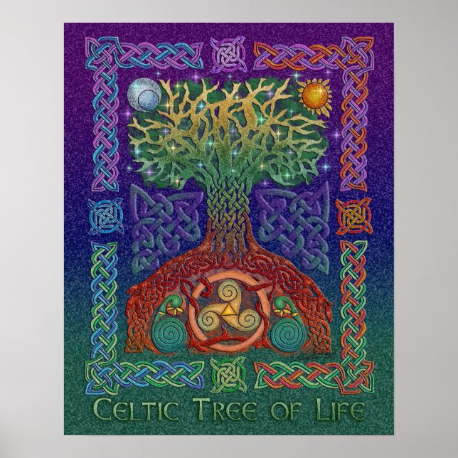 Poster Skriv ut med Celtic Livets träd (Framsidan)