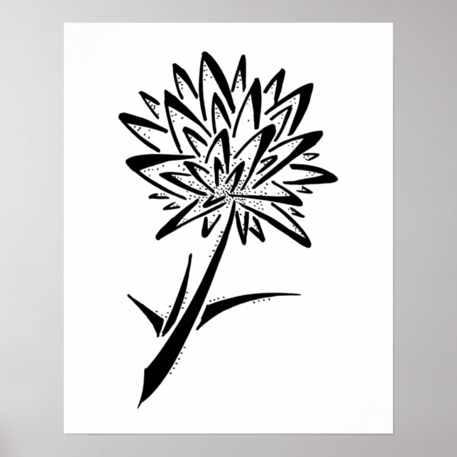 Poster Skriv ut med minimalistisk dandelion-teknik (Framsidan)