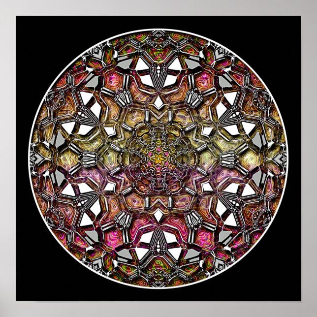 Poster/skriv ut: Metallic Crystal Kaleidoscope Poster (Framsidan)