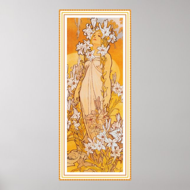 Poster/skriv ut: Mucha - Blommor - Lily Poster (Framsidan)