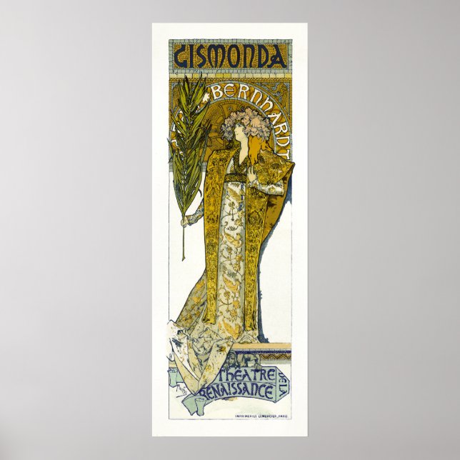 Poster/skriv ut: Mucha - Sarah Bernhardt - Gismond Poster (Framsidan)