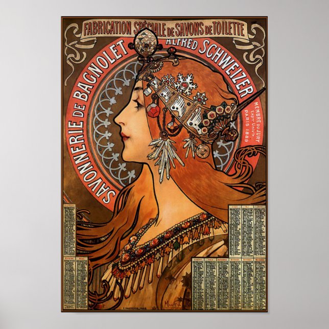Poster/skriv ut: Mucha - "Savonnerie de Bagnolet" Poster (Framsidan)