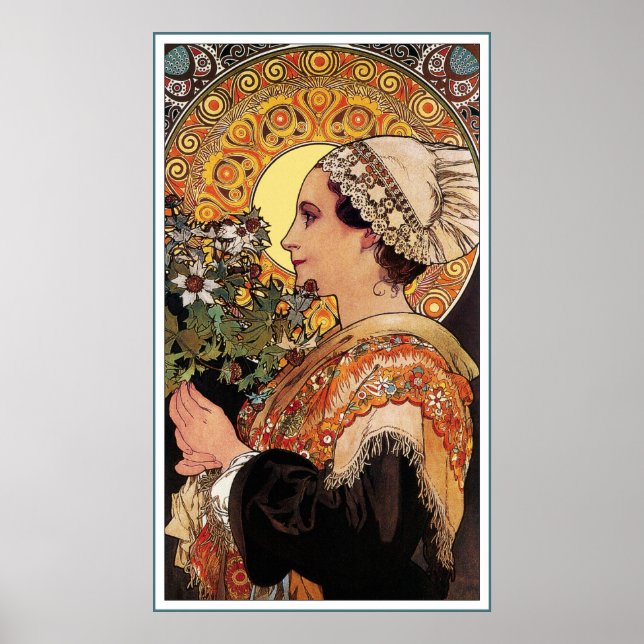 Poster Skriv ut: Mucha - Thistle från Sands (Framsidan)