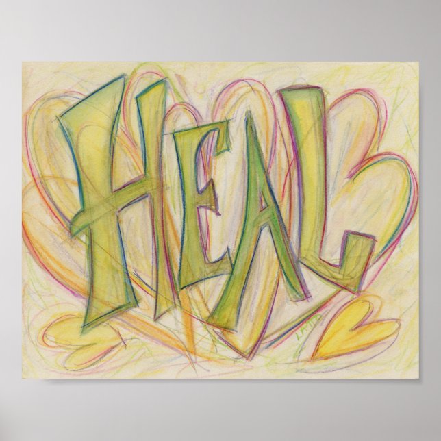 Poster Skriv ut när du lagrar Hearts Ord Art-inspi (Framsidan)