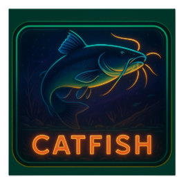 Poster Skriv ut neon Catfish Perfect Poster