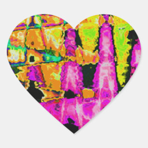 Poster Skriv ut Neon Glitch Abstrakt Art Hjärtformat Klistermärke