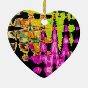 Poster Skriv ut Neon Glitch Abstrakt Art Julgransprydnad Keramik