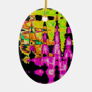 Poster Skriv ut Neon Glitch Abstrakt Art Julgransprydnad Keramik