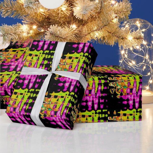 Poster Skriv ut Neon Glitch Abstrakt Art Presentpapper (Helgdagar)