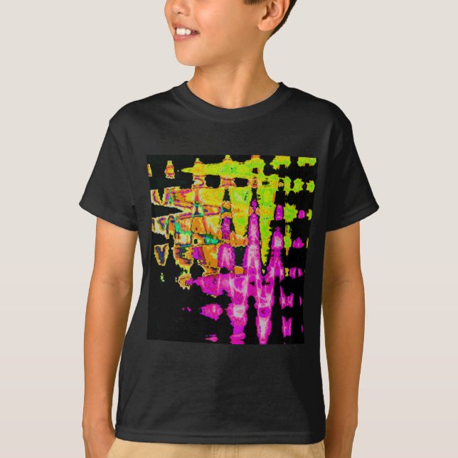 Poster Skriv ut Neon Glitch Abstrakt Art Tee (Framsida)