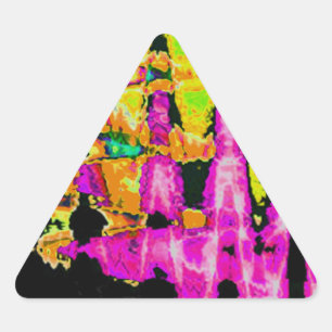 Poster Skriv ut Neon Glitch Abstrakt Art Triangelformat Klistermärke