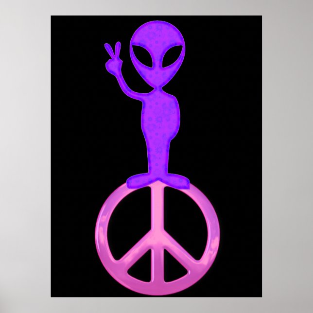 Poster Skriv ut på lila Peace Alien (Framsidan)