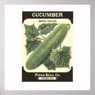 Poster Skriv ut Retro Cucumber Seed Packet
