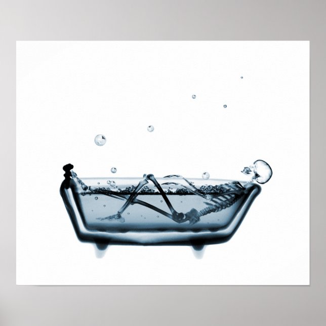Poster/skriv ut röntgenblått skeleton Bath White B Poster (Framsidan)