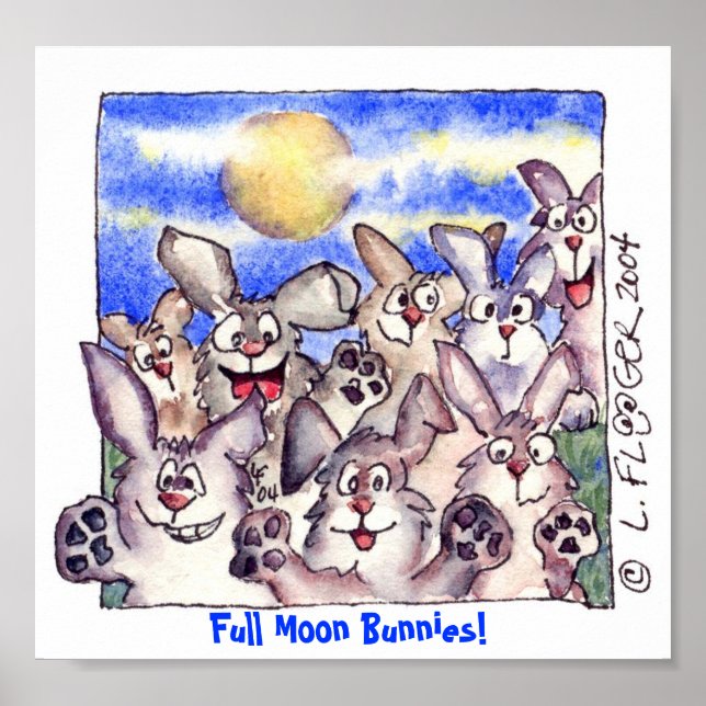 Poster Skriv ut Tecknad med kanin för heltal (Framsidan)