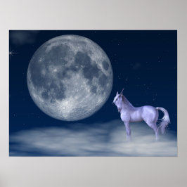 Poster Skriv ut Unicorn Måne Magic Wall Art