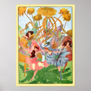 Poster Skriv ut utskrift av blommiga mejeriuppspel