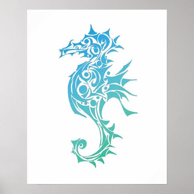 Poster Skriv ut utskrift av Turcos Seahorse Tribal (Framsidan)