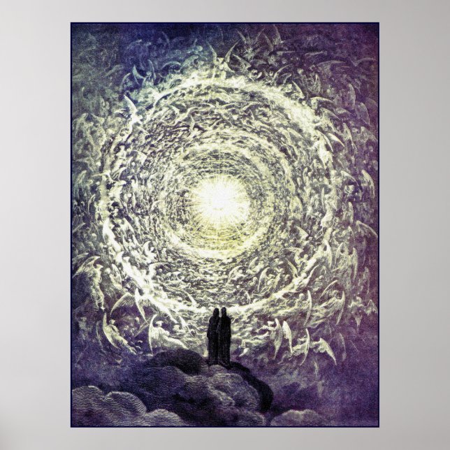Poster/skriv ut: Vit ros efter Gustave Dore Poster (Framsidan)