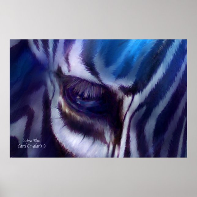 Poster/skriv ut Zebra Blue Art Poster (Framsidan)