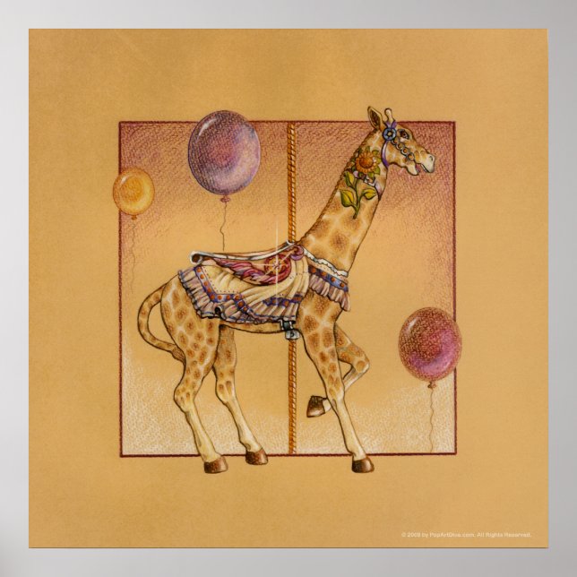 Poster, skriver ut - karousel Giraffe Poster (Framsidan)