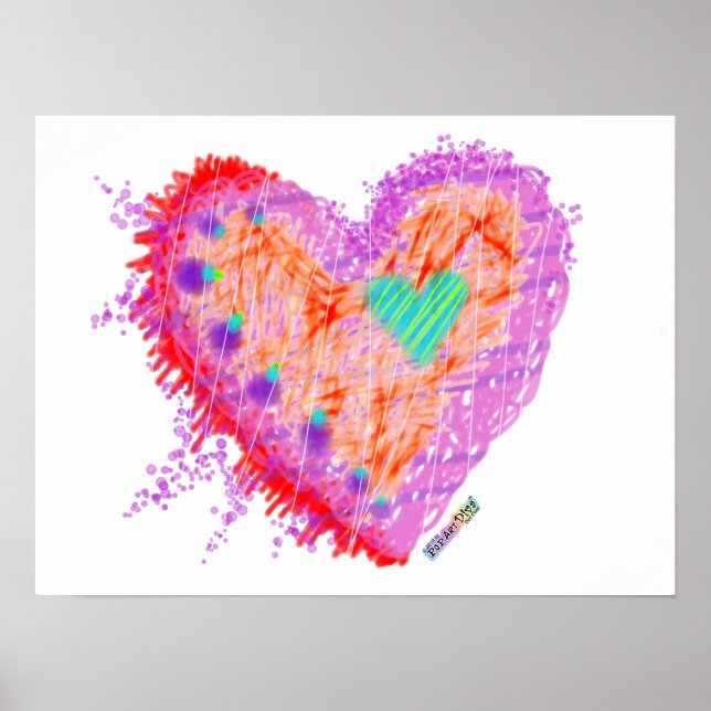 Poster, Skriver ut - Lycklig Heart Poster (Framsidan)