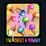 Poster, Skriver ut - Pop Art Ice Cream Cones, Blac Poster<br><div class="desc">Coola ner med dessa färgfulla glasskrämar i ett regn av smakämnen och en gräddsnurrande bakgrund av klipppasteller. Perfekt till en glassparlor,  ett barnrum eller ett kök. Alla bildtexter är separata! Ta bara bort den bilden och lägg till din egen text genom att anpassa dina inköp!</div>