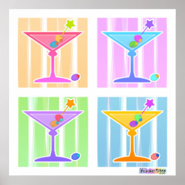 Poster, Skriver ut - Retro Pop Art Martinis Poster
