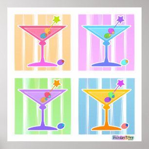 Poster, Skriver ut - Retro Pop Art Martinis Poster