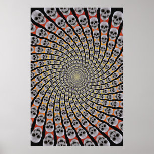 Poster: Skull Spiral: Trippelformat: Röd Gult Poster