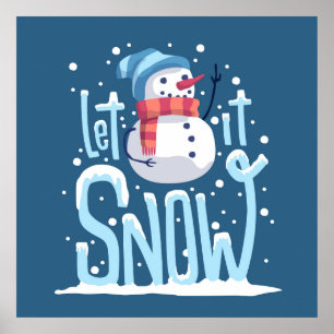 Poster Snögubbe låt det snöa