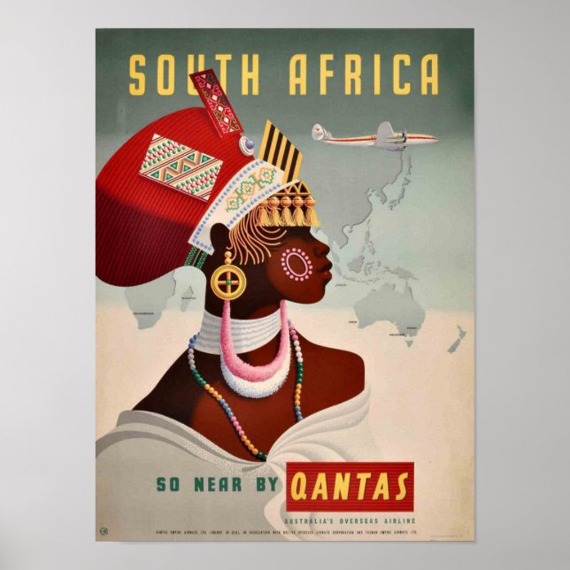Poster - södra Afrikan efter Qantas (Framsidan)