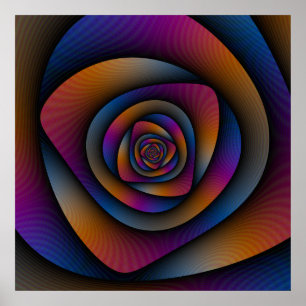 Poster Spiral labyrint i blå Orange och Rosa