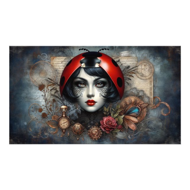Poster Steampunk Gothic LadyBug Wall Art (Framsidan)