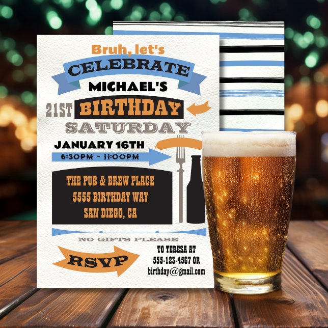 Poster Stil Bruh Beer Birthday-firandet Inbjudningar (Skapare uppladdad)