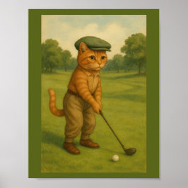 POSTER Stilig Katt som Spelar Golf Personlig 