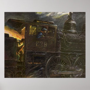 POSTER ~ Stormy Night Tåg ~ att lagra flammarna