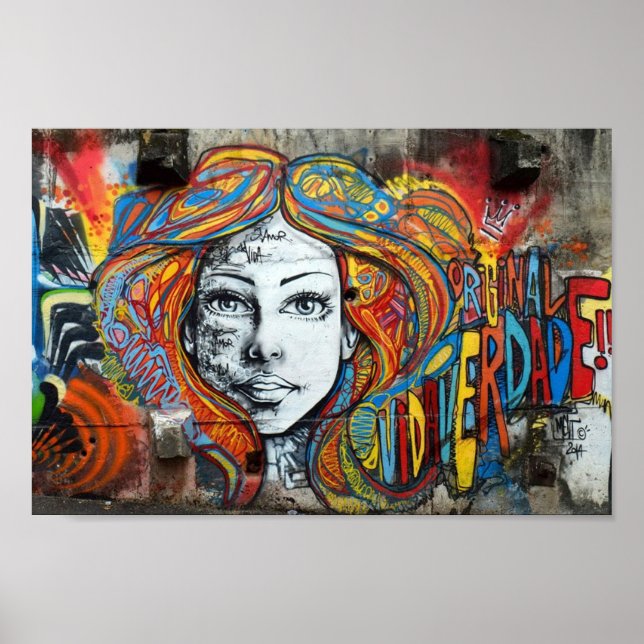 Poster - Street Art Face Girl (Framsidan)