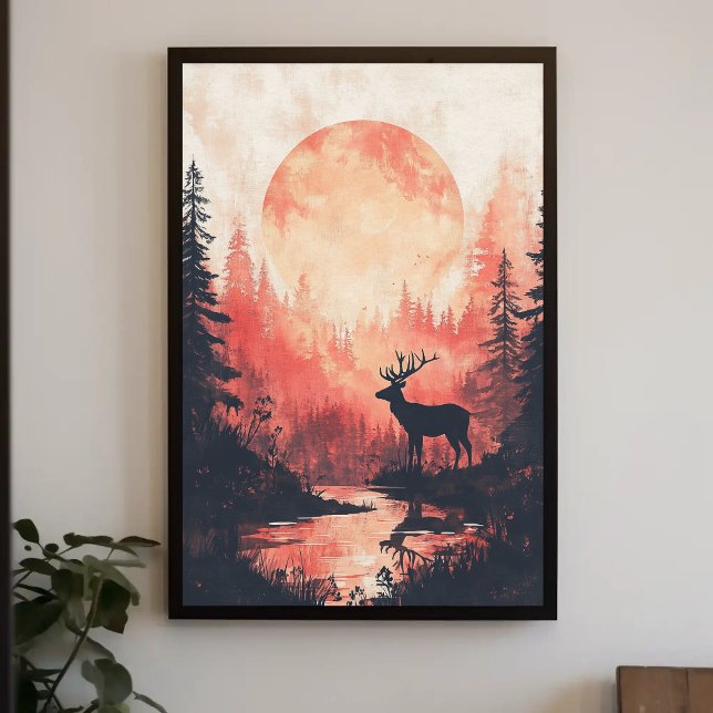 Poster Sunset Hjort Silhouette Aesthetic Design (Skapare uppladdad)